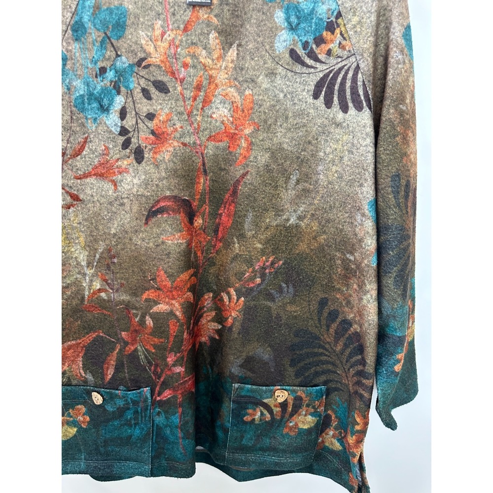Ali Miles Brushed Soft Knit Tunic Top Pockets 3/4 Sleeve Small Autumn Fall Art - Picture 4 of 11